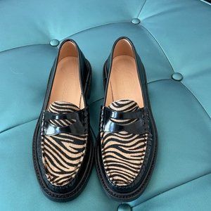 J.CREW PENNY TAB LOAFER CALFHAIR AND NUVOLA SPAZZO LEATHER 8.5 BRAND NEW